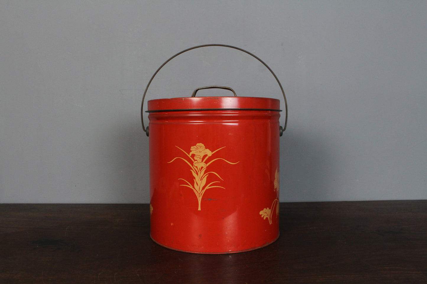 Red Iris Metal Bucket