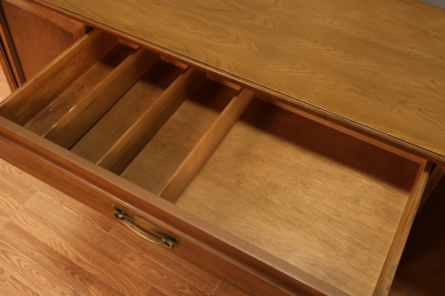 Mid Century Walnut 3-Drawer Credenza