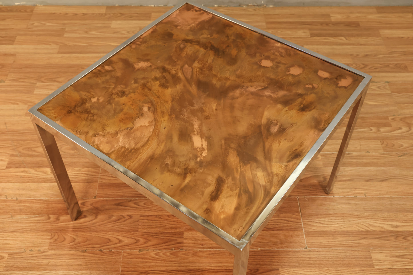 1970s Italian Molten Copper & Chrome End Table