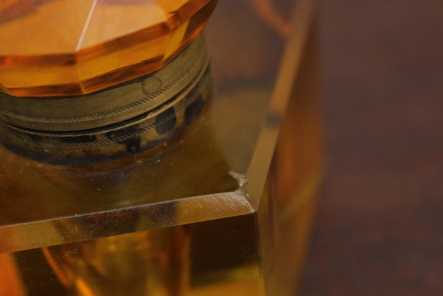 Victorian Amber Glass Inkwell