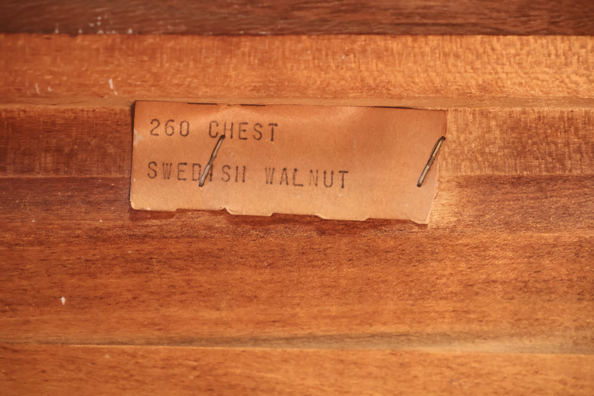 Mid Century Walnut 4-Drawer Highboy Dresser
