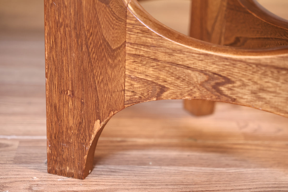 Mid Century Sculptural Walnut Dining Table with 2 Leaves