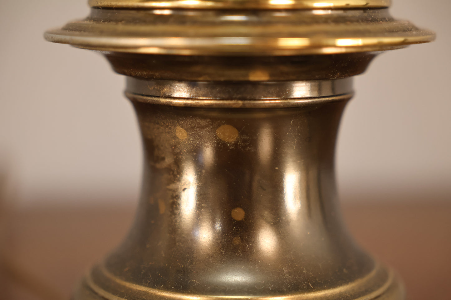 Aged Turned Brass Table Lamp