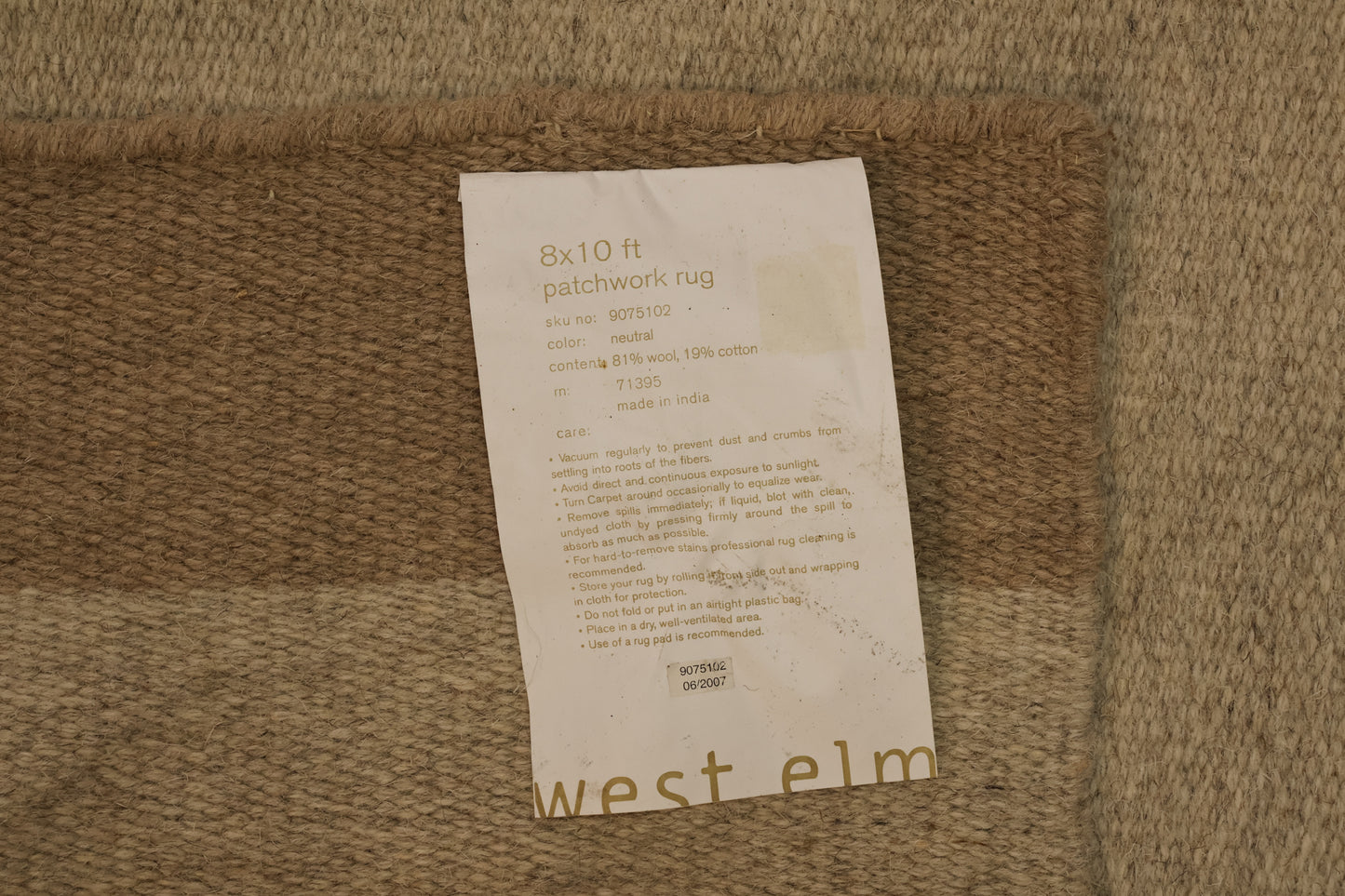 Large West Elm Neutral Rug