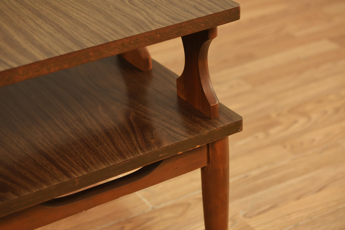 Mid Century Walnut & Laminate Stepback Table