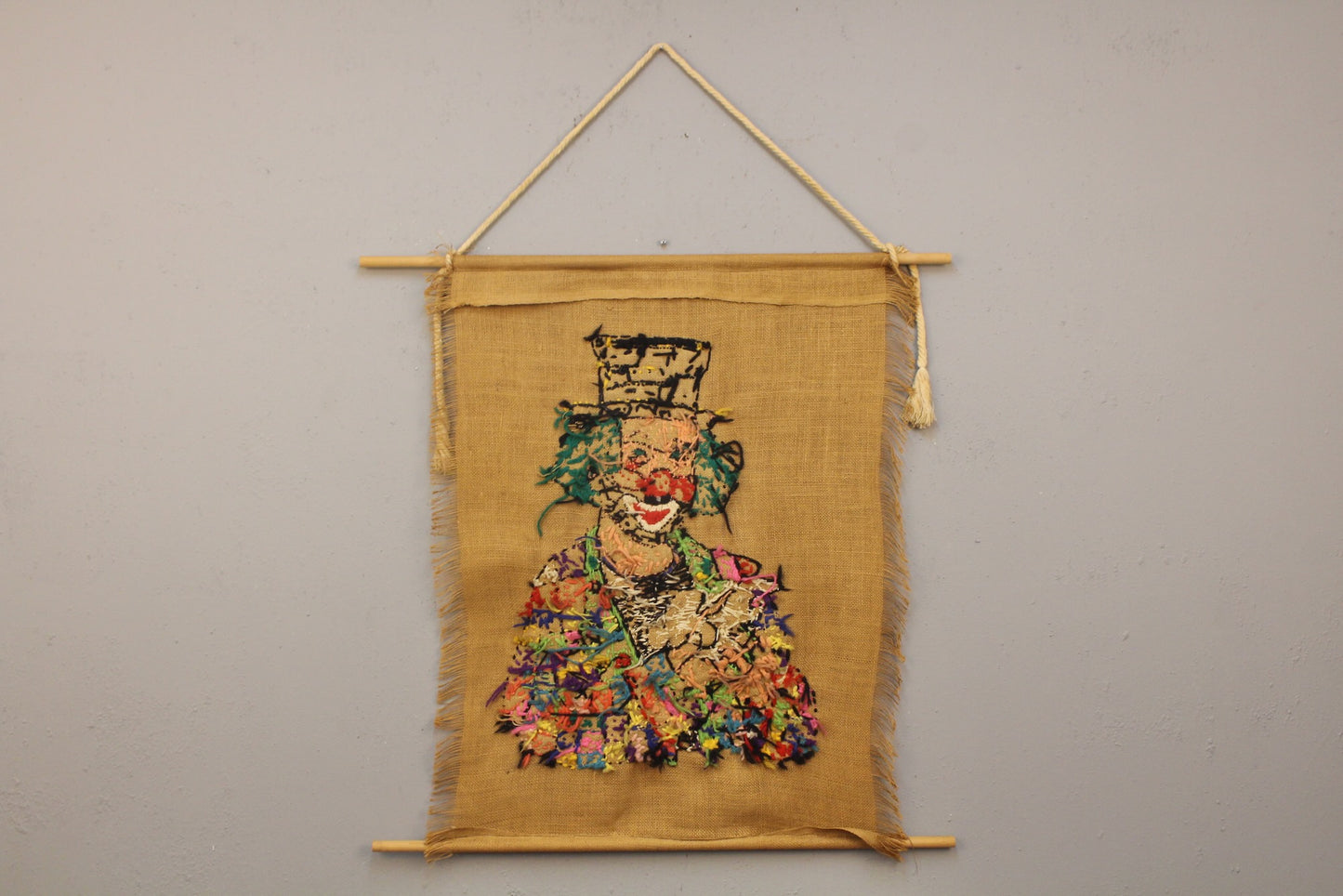 Large "Life's a Circus" Embroidered Burlap Wall Art