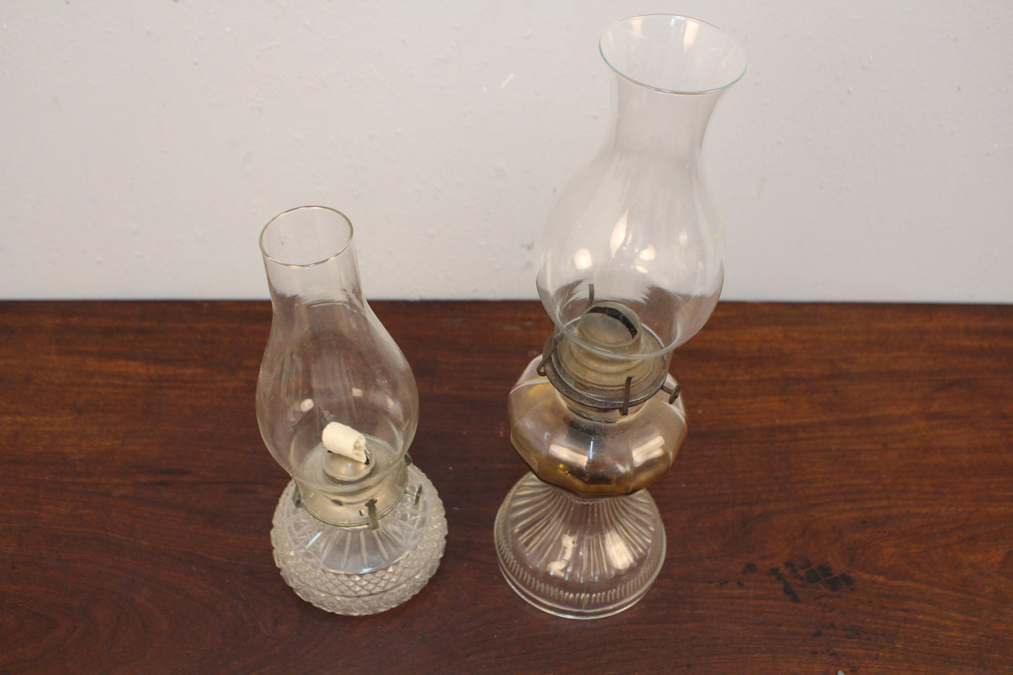 Pair of Glass Oil Lamps