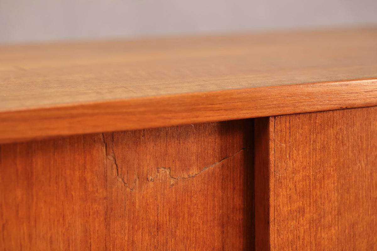 Low Teak Sliding-Door Credenza