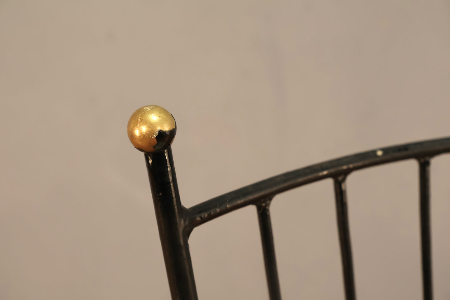 Mid Century Iron & Ivory Vinyl Side Chair