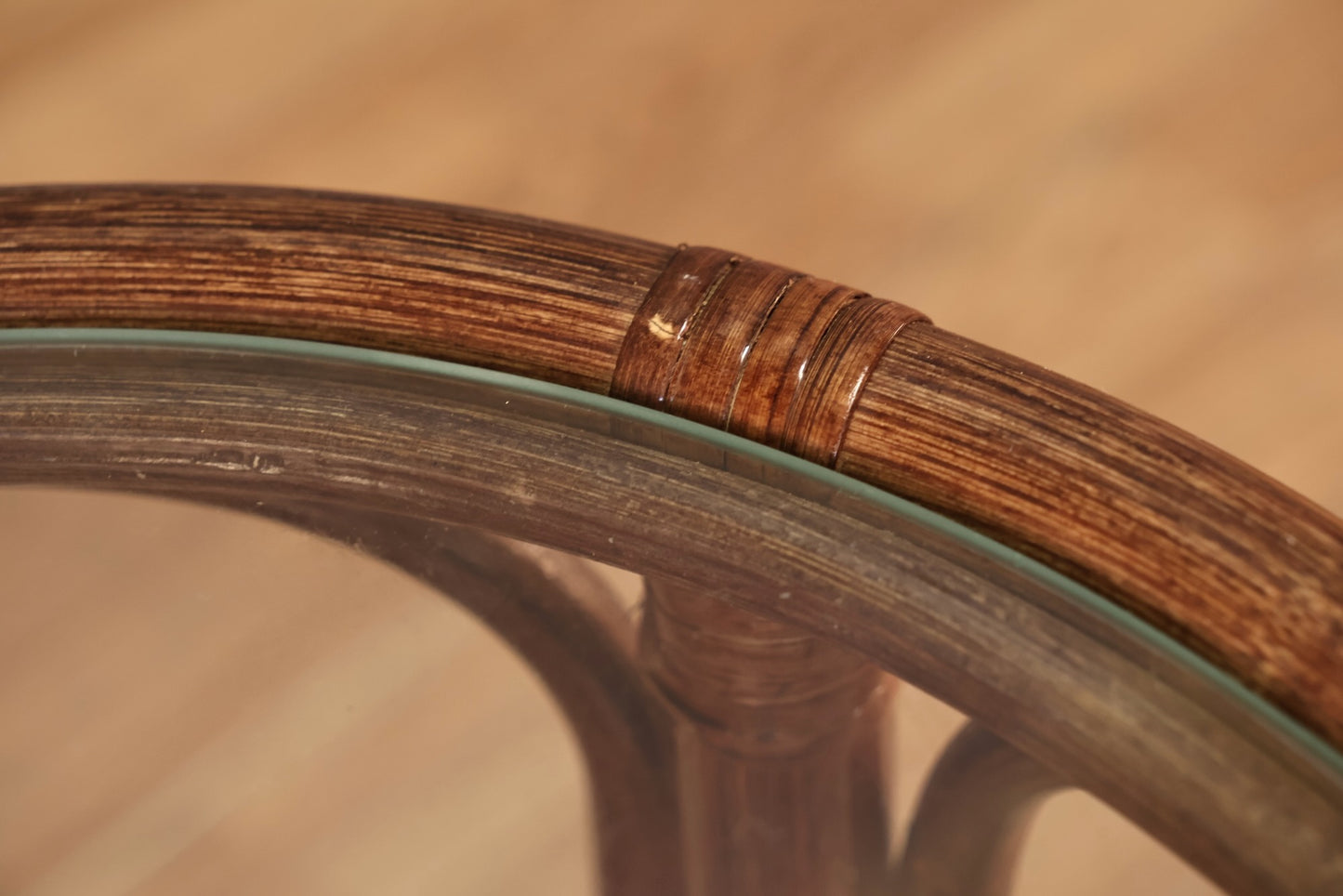 Small Bamboo & Glass Side Table