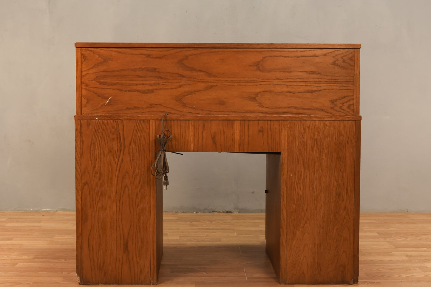 Oak Roll-Top 7-Drawer Illuminated Desk - ONLINE ONLY