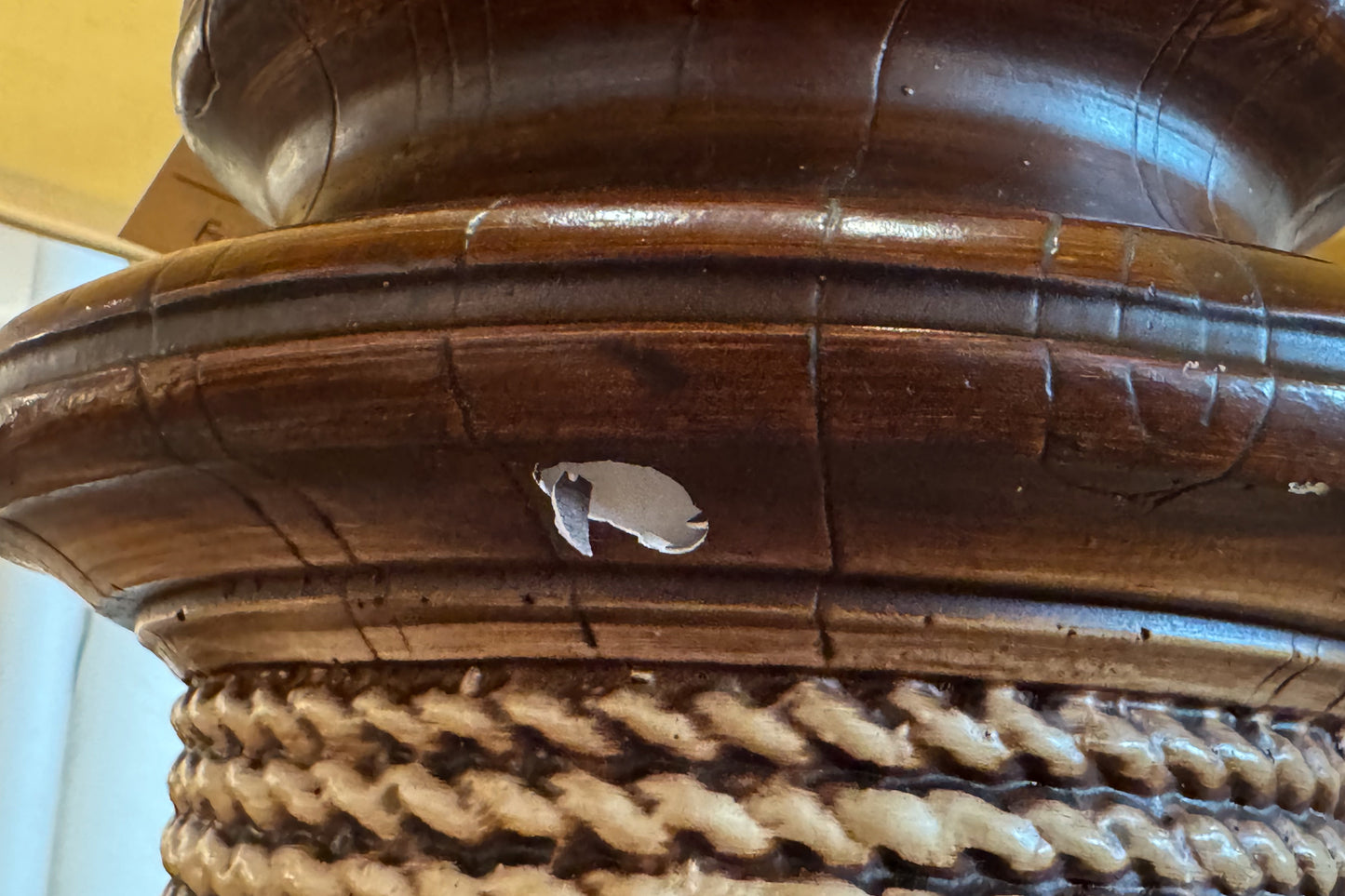 Large Carved Spool Table Lamp