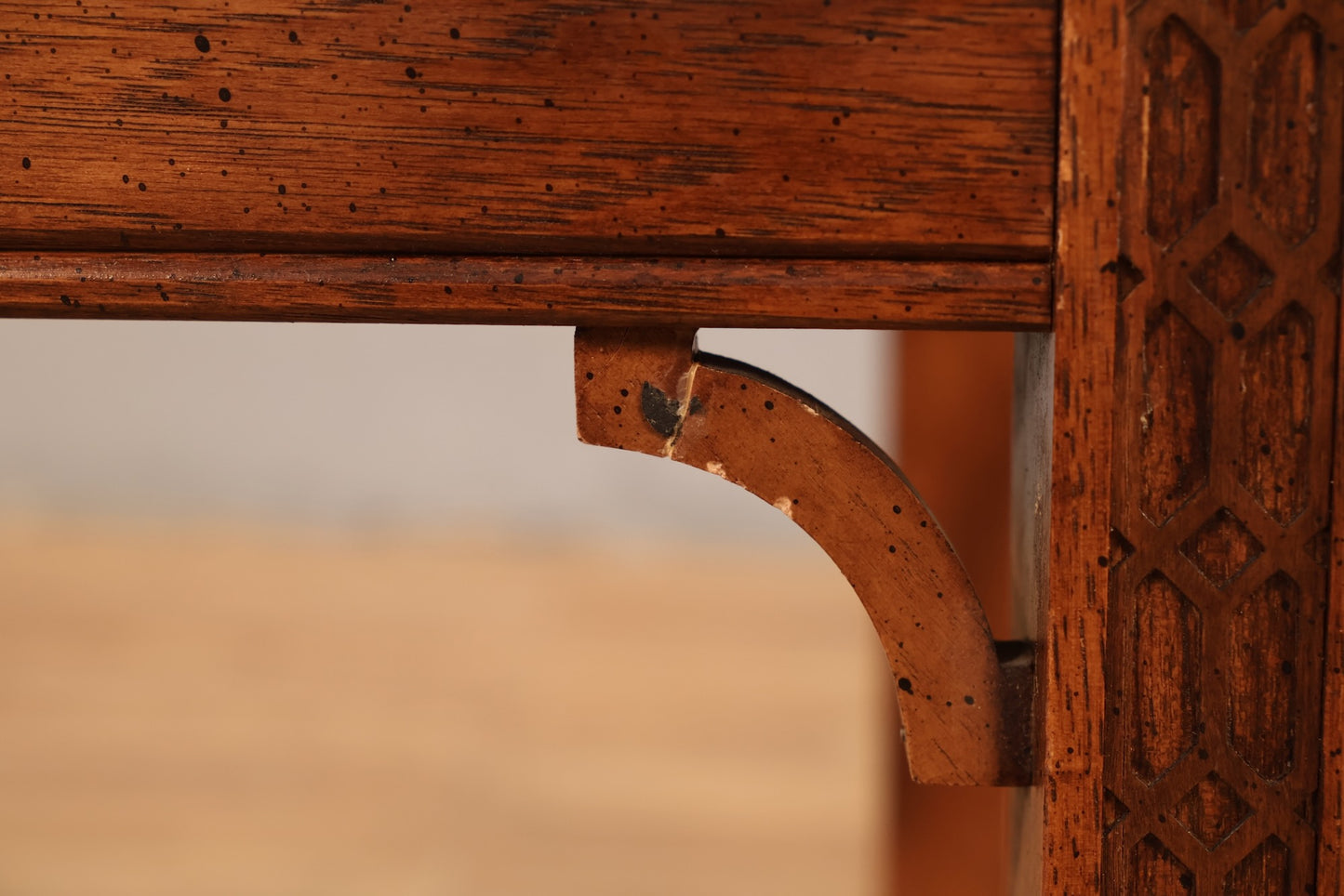 Chinoiserie-Style Walnut & Cane Side Chair - ONLINE ONLY