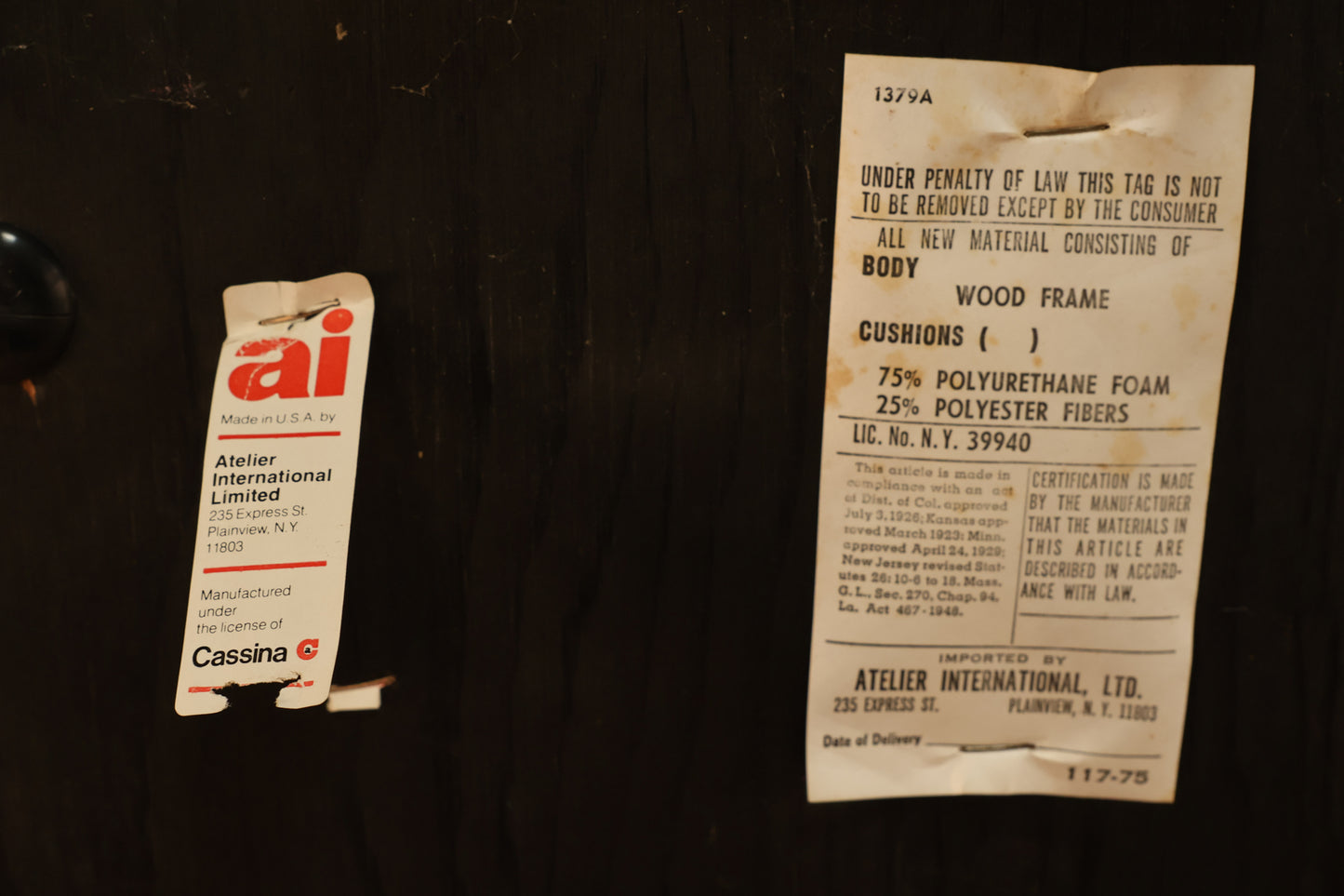 Cassina Black Leather Ottoman - ONLINE ONLY