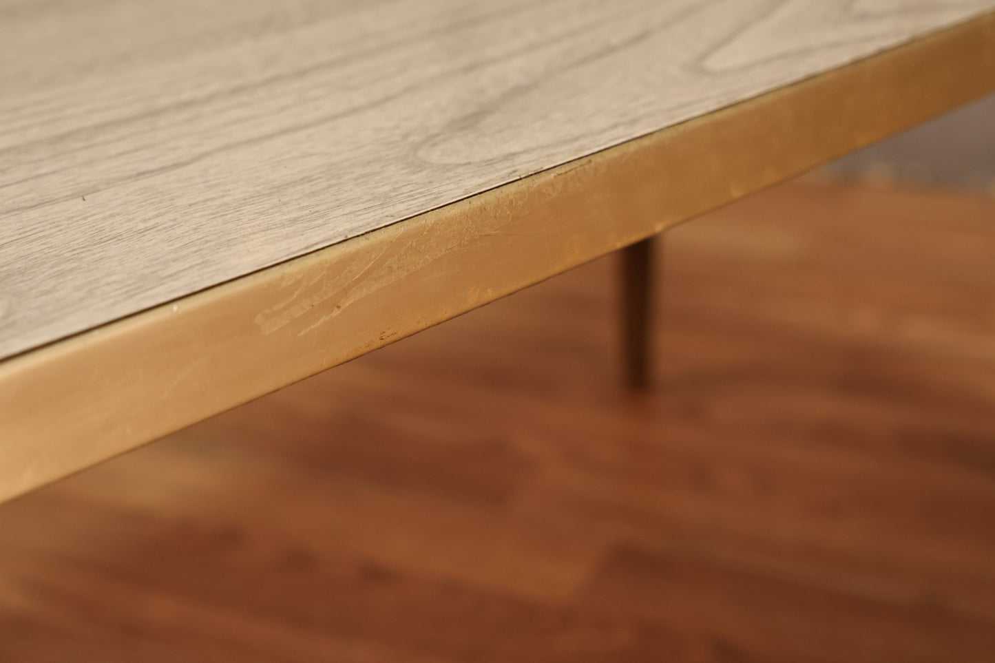 Ash Laminate & Brass Stepback Table