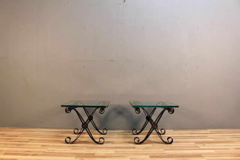 Glass-Top "X" Side Table - ONLINE ONLY