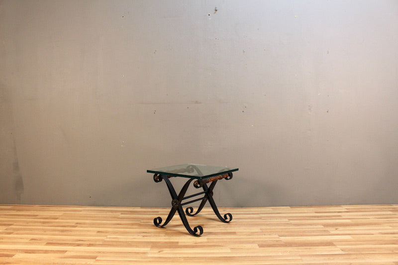 Glass-Top "X" Side Table - ONLINE ONLY