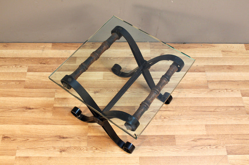 Glass-Top "X" Side Table - ONLINE ONLY