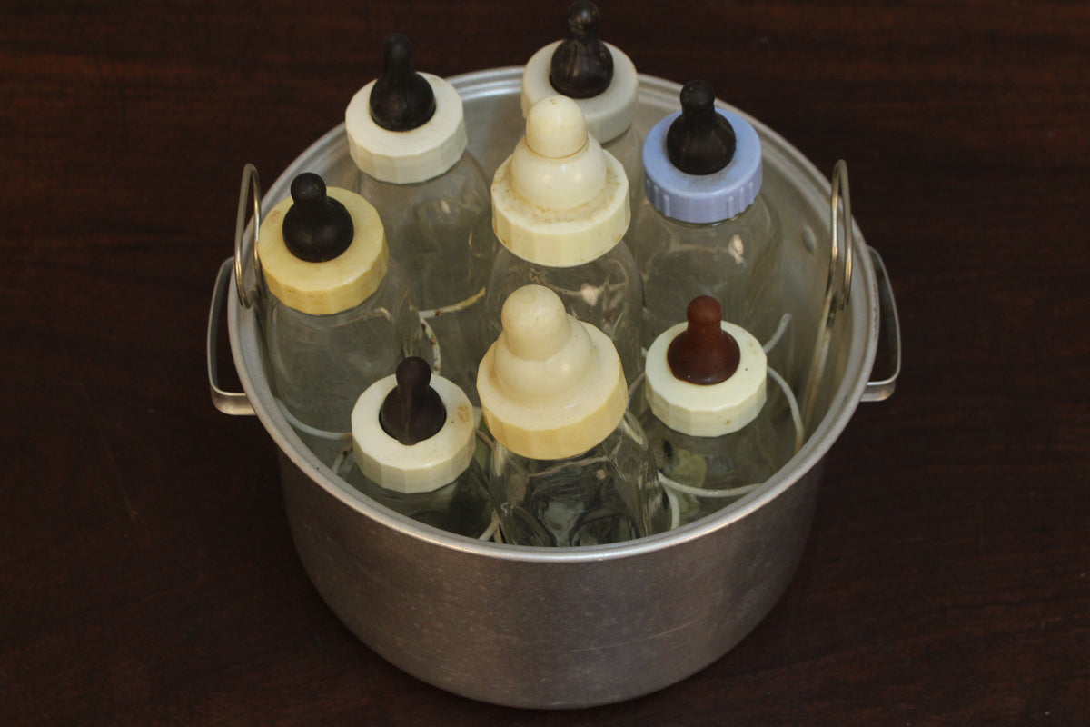 Lot of 8 Glass Baby Bottles