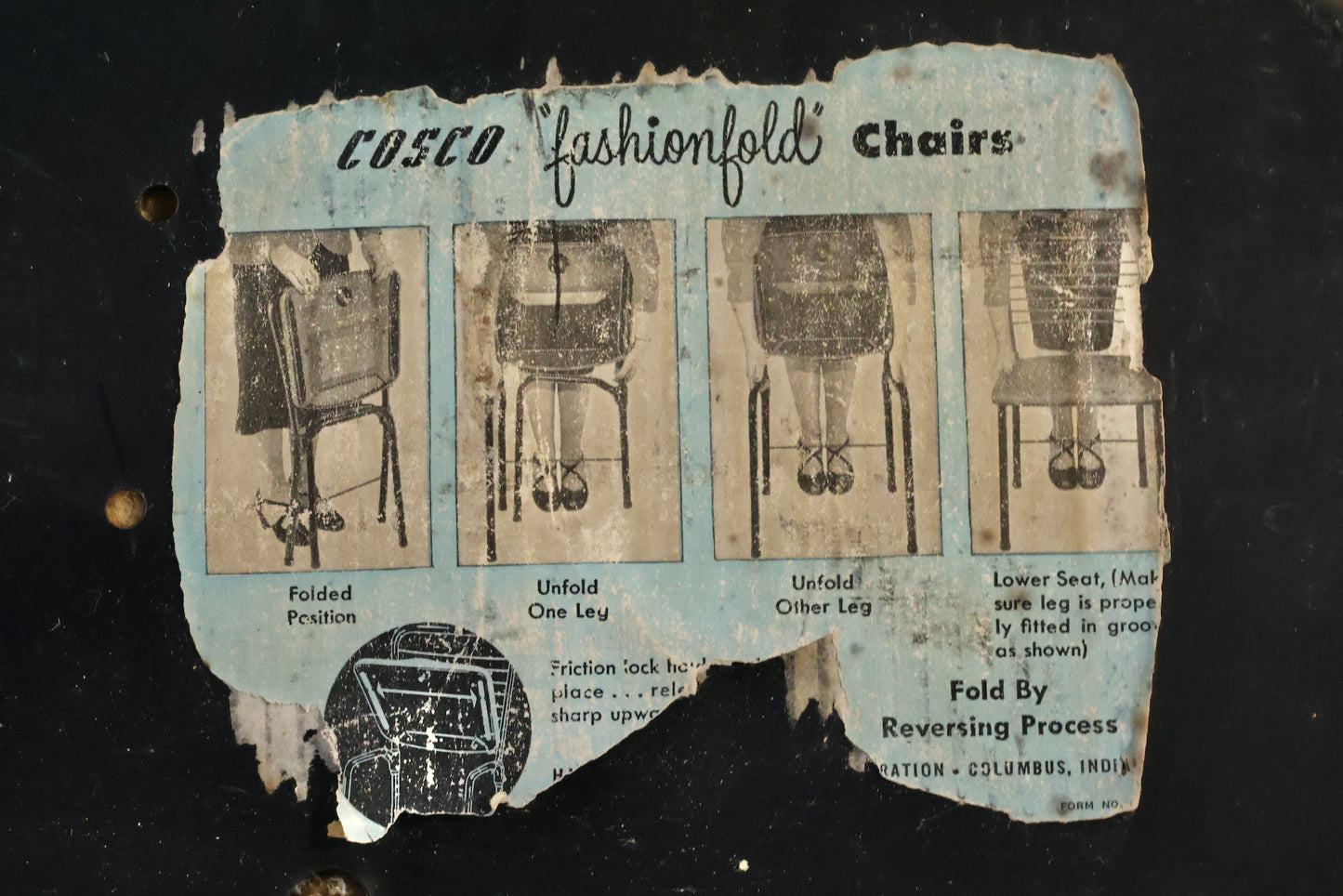 Mid Century Cosco Black & Gray Folding Chair