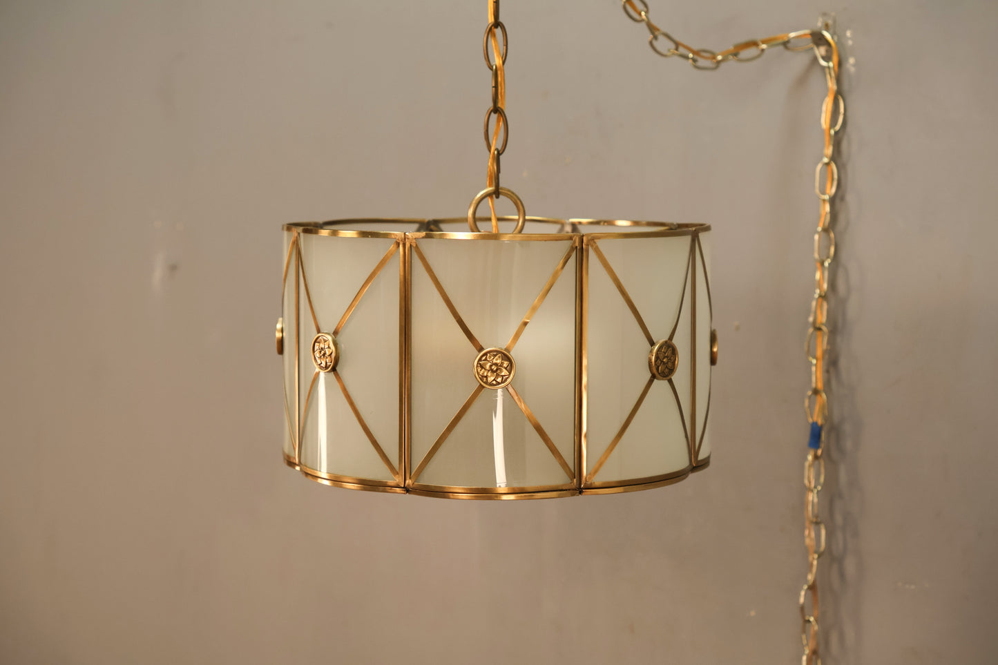 Modern Hollywood Regency-Style Swag Lamp