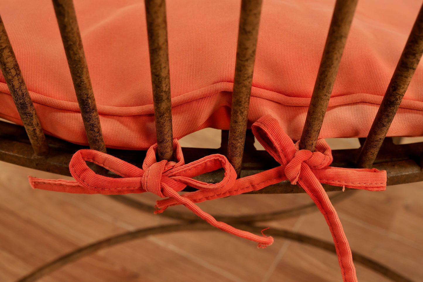 Compact Iron Curlicue & Coral Bench - ONLINE ONLY