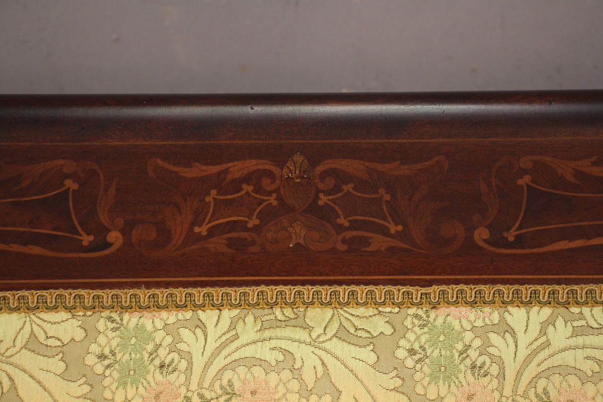 Antique Mahogany & Chartreuse Settee