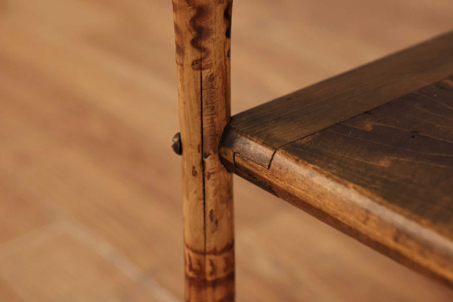 Slim Antique Bamboo Flip-Top Side Table