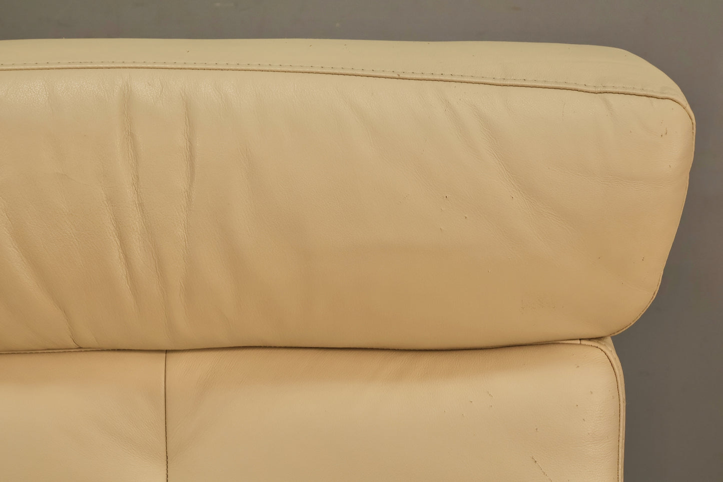 Ivory Leather Ekornes Lounge Chair & Ottoman