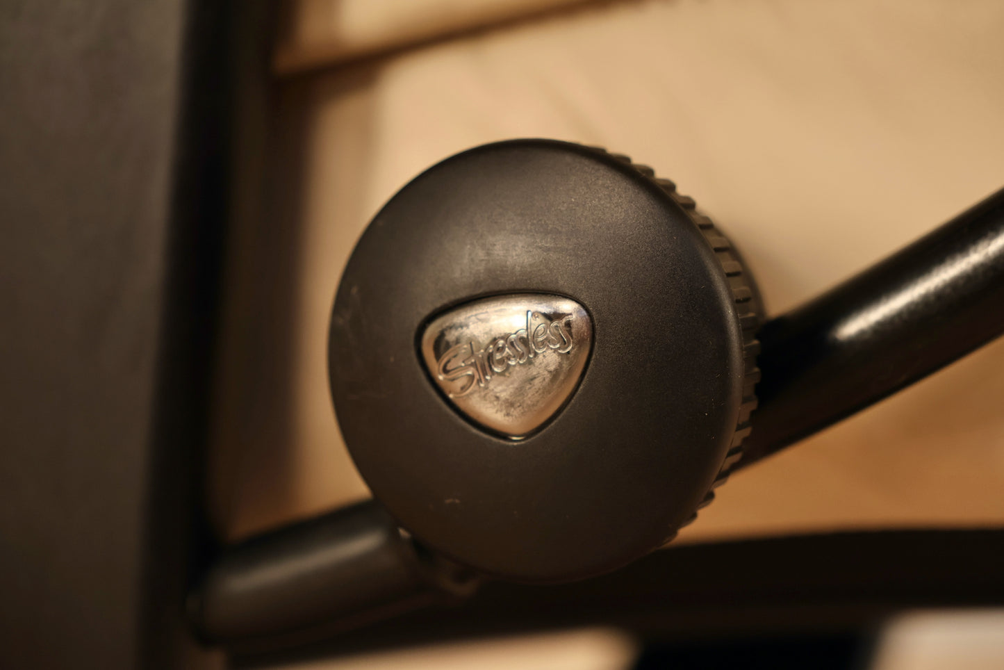 Ivory Leather Ekornes Lounge Chair & Ottoman