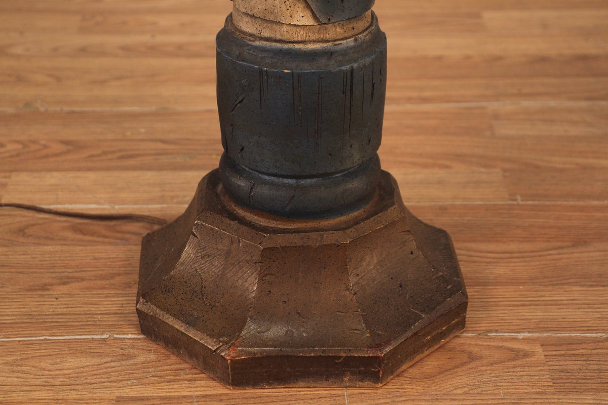 Antique Carved Barber Pole Floor Lamp