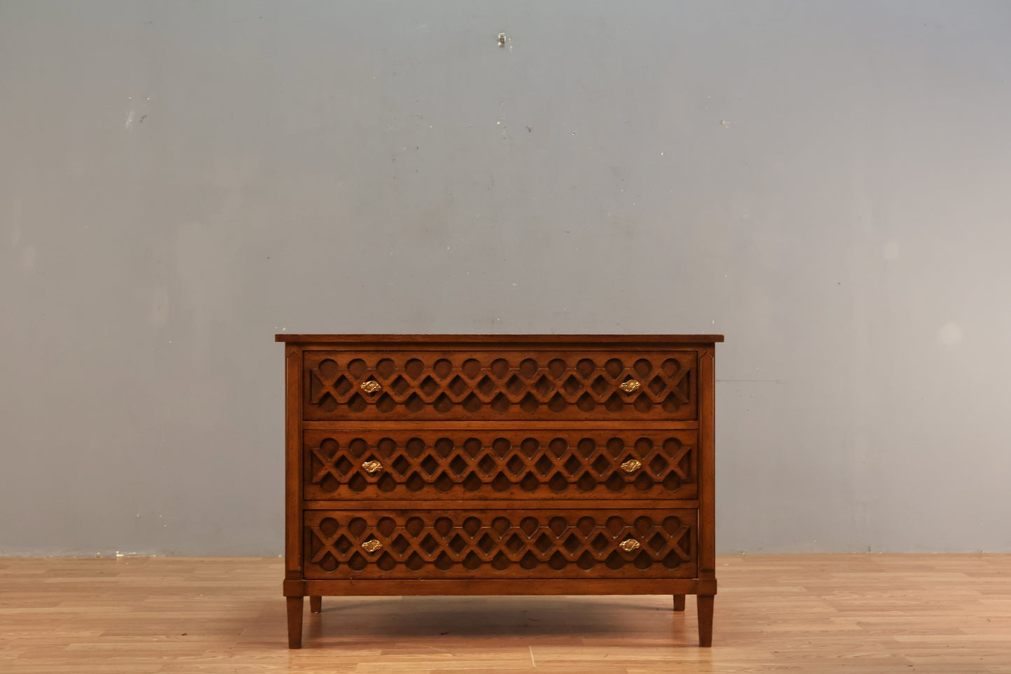 Hollywood Regency Lattice 3-Drawer Dresser