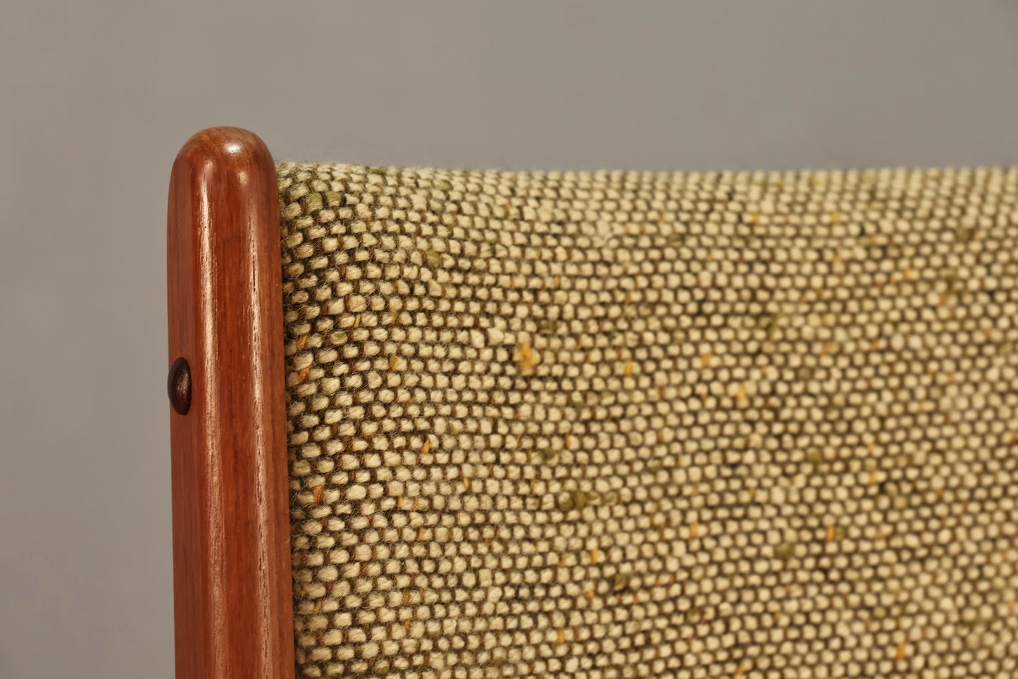 Mid Century Teak & Oatmeal Side Chair