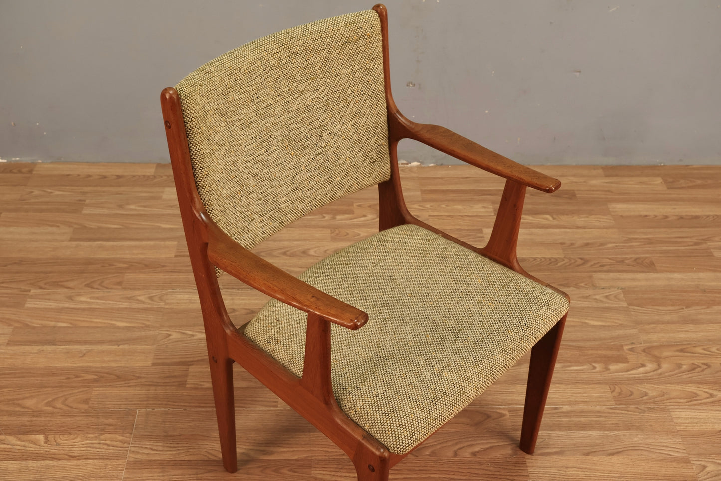 Mid Century Teak & Oatmeal Armchair