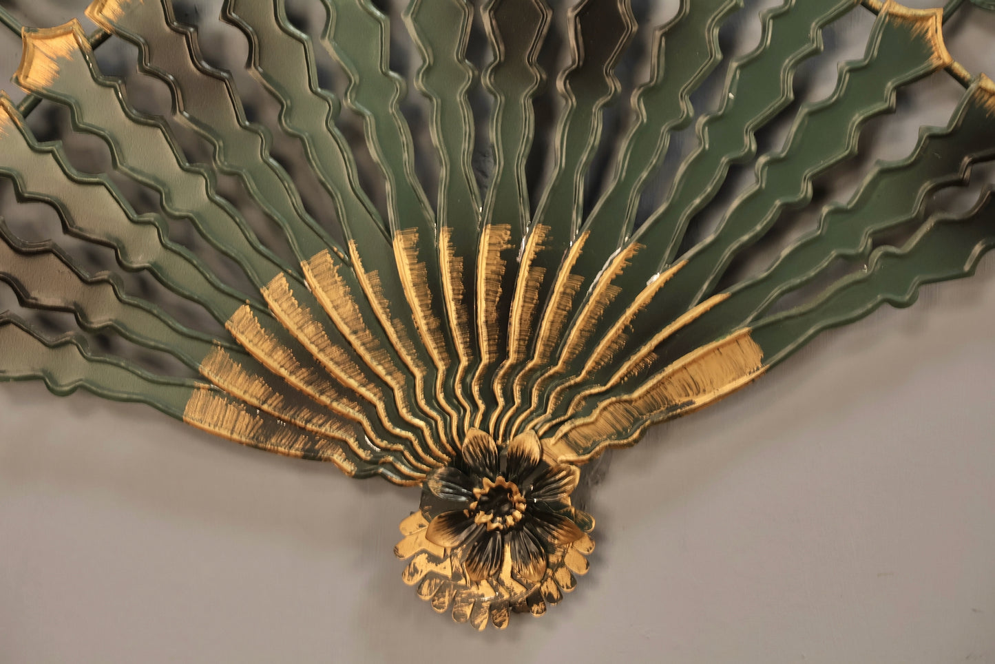 Green & Gold Metal Fan Wall Sculpture