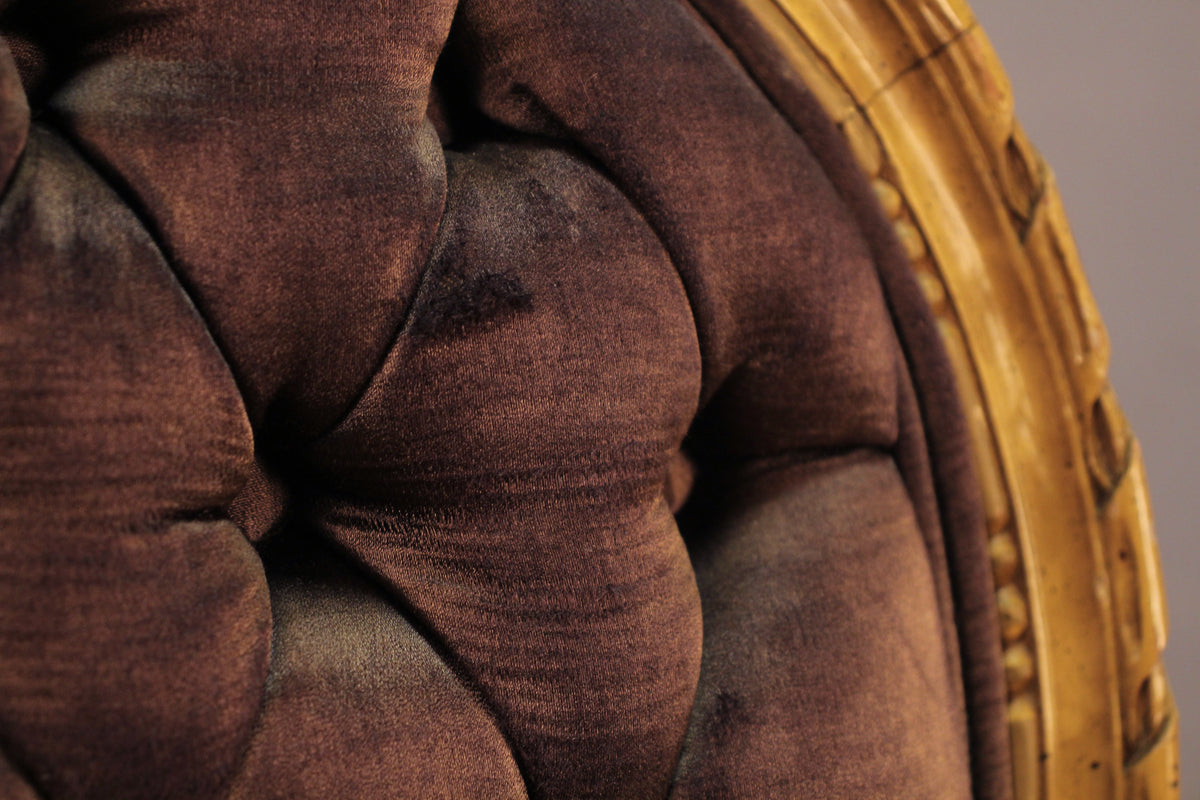 Hollywood Regency Tufted Sateen Armchair