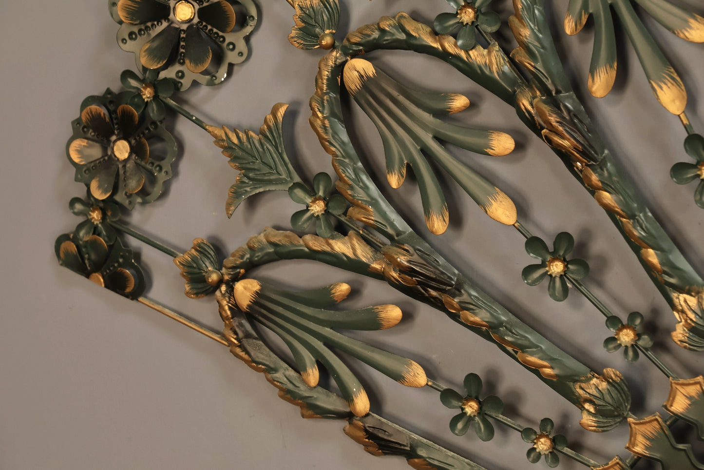 Green & Gold Metal Fan Wall Sculpture
