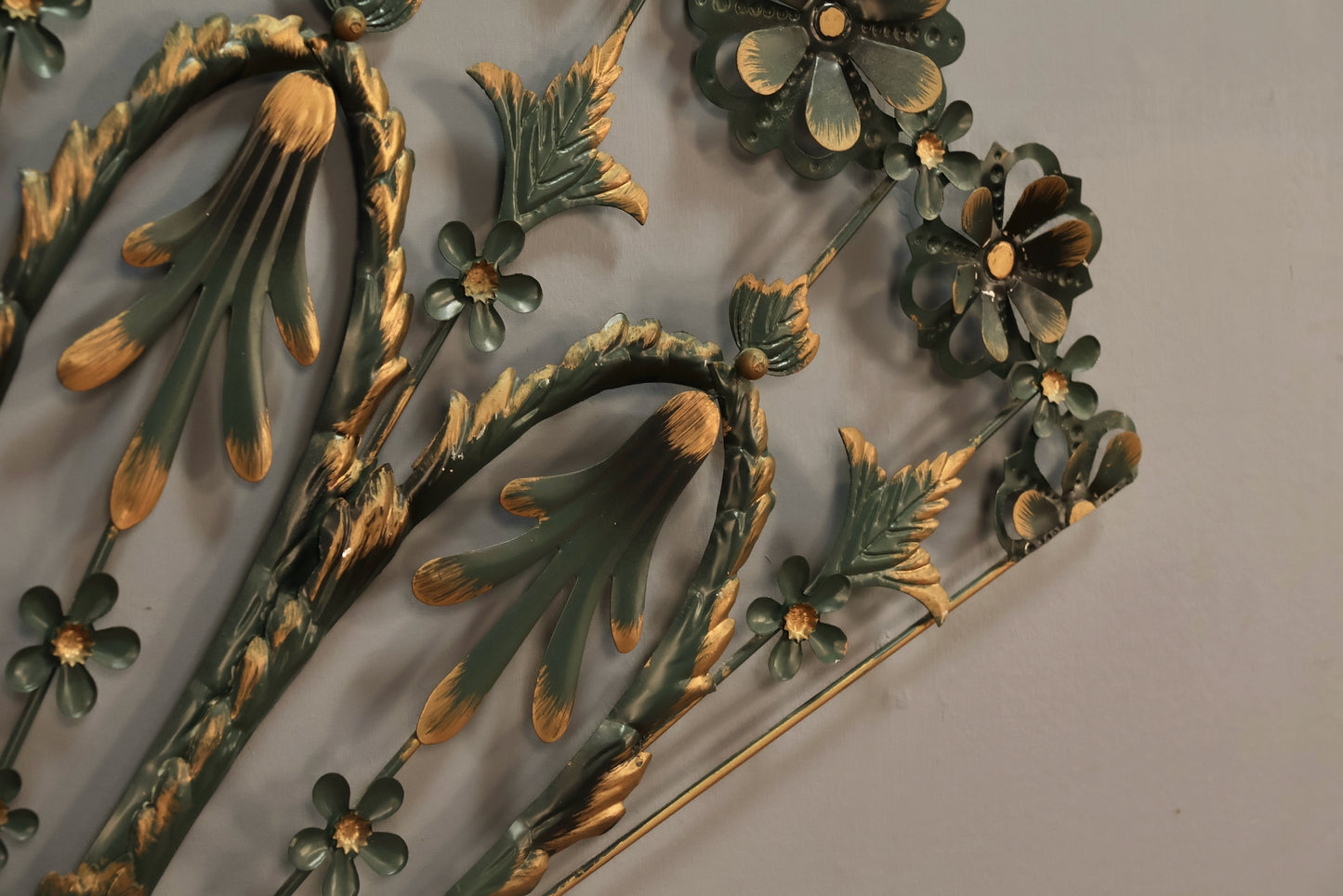 Green & Gold Metal Fan Wall Sculpture