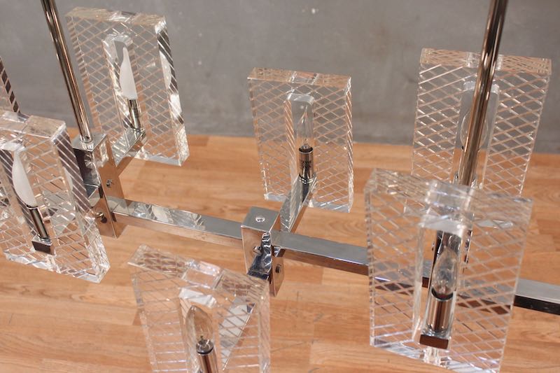 Large Modern Chrome & Glass Chandelier – ONLINE ONLY