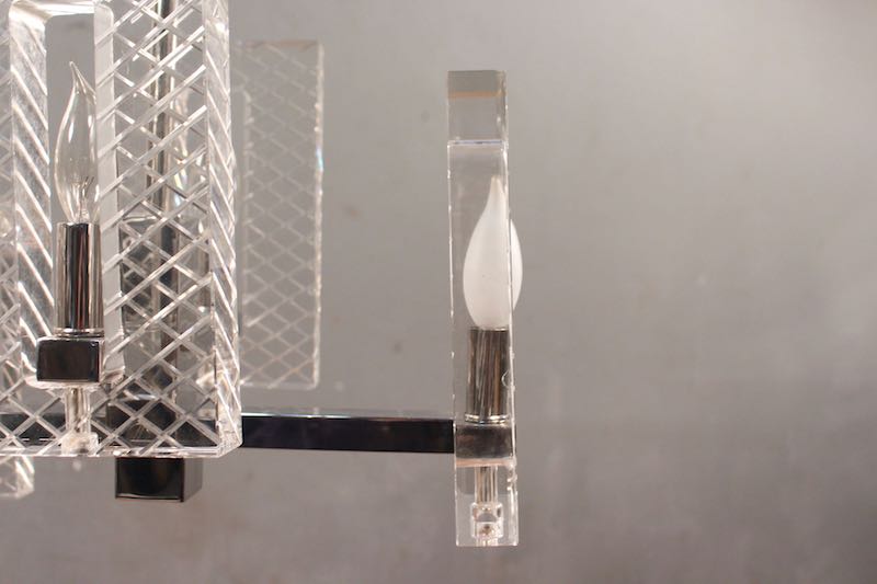Large Modern Chrome & Glass Chandelier – ONLINE ONLY