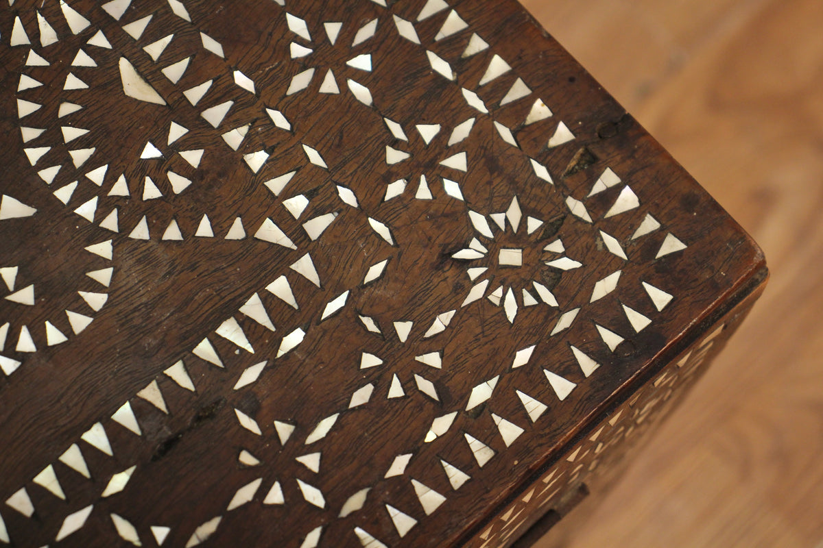 Compact Inlaid Mother of Pearl & Brass Chest