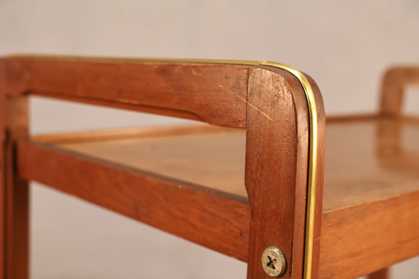 Walnut & Gold 2-Tier Bar Cart