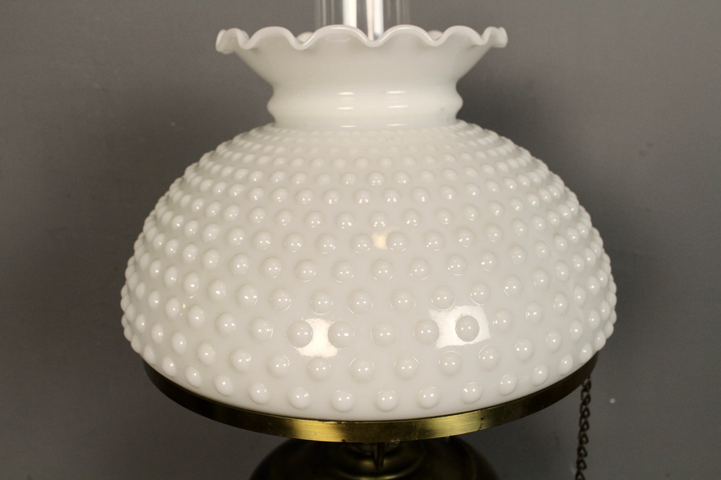 Brass & White Hobnail Glass Table Lamp