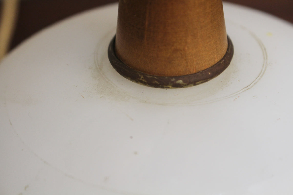 Small Atomic Glass & Walnut Table Lamp