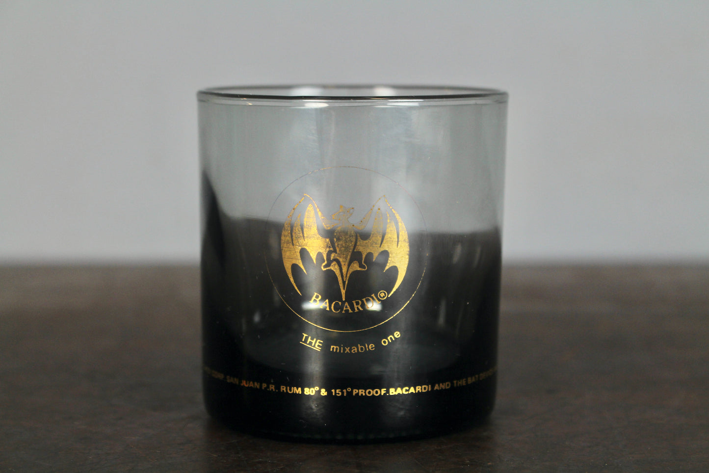 Set Of 4 Bacardi Smoked Rocks Glasses