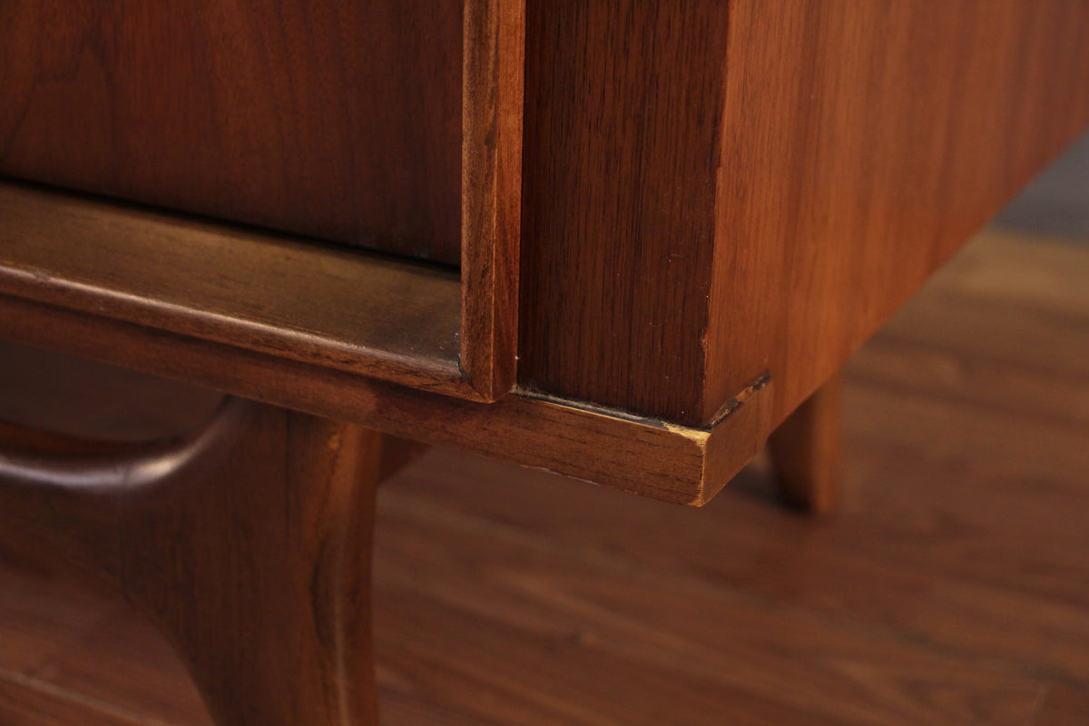 Mid Century Walnut 3-Drawer Credenza