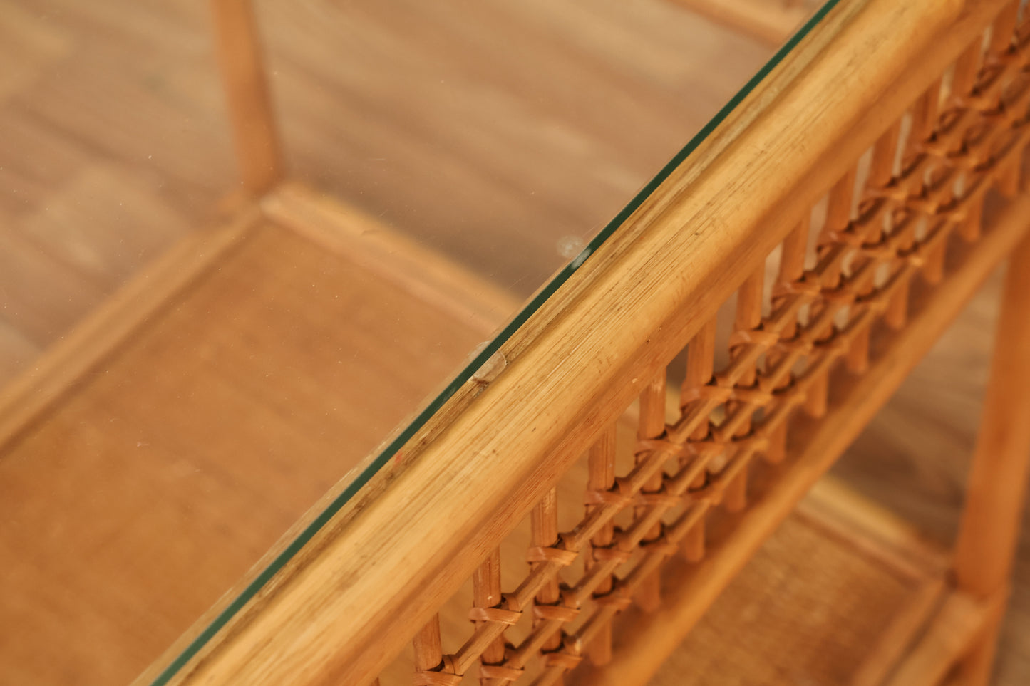 Rattan & Glass End Table