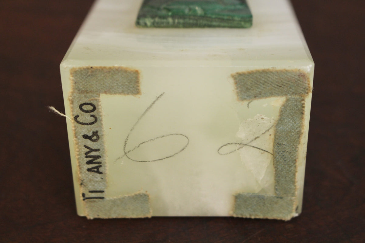 Pair of White & Emerald Onyx Bookends