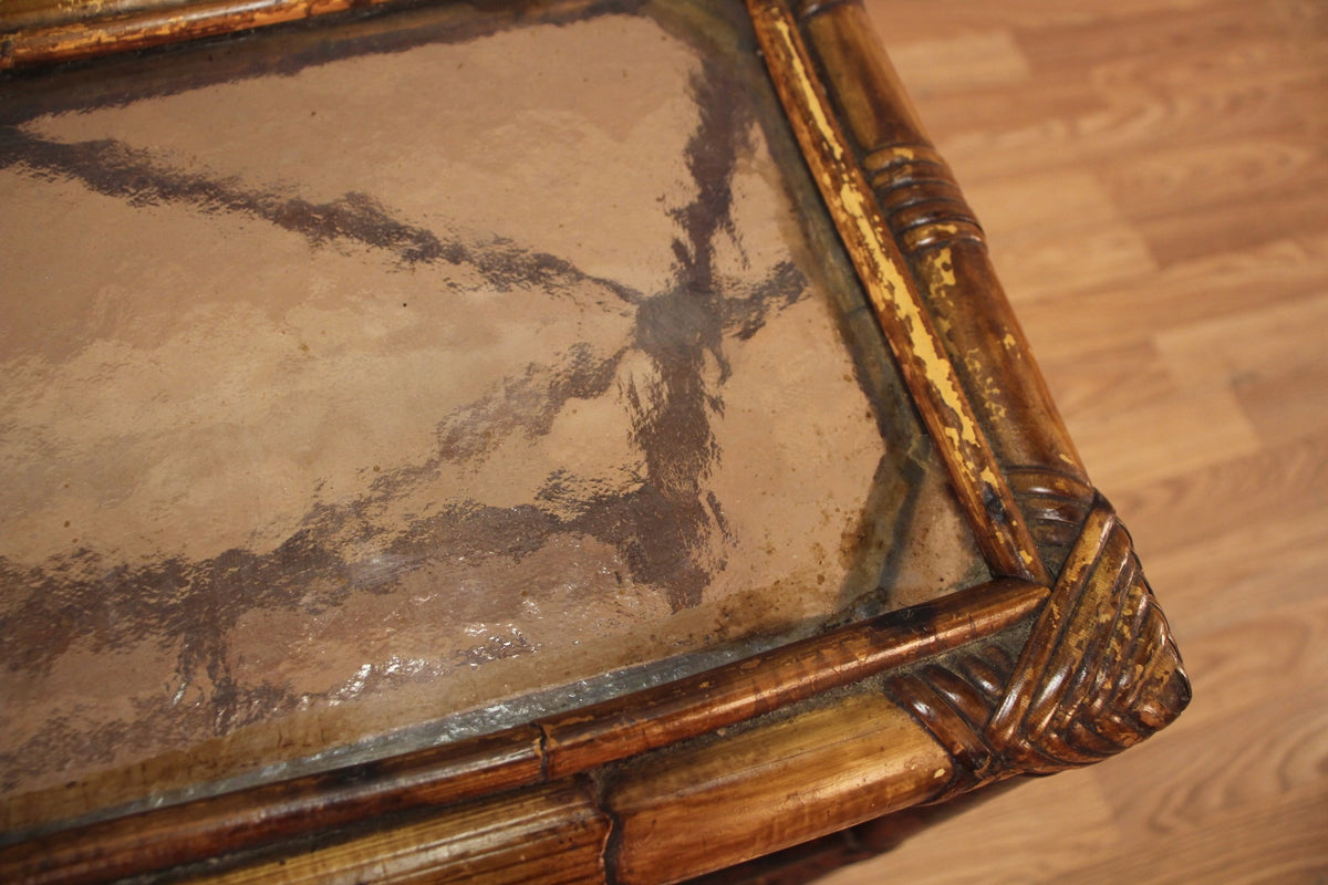 Slim Bamboo & Hammered Glass End Table