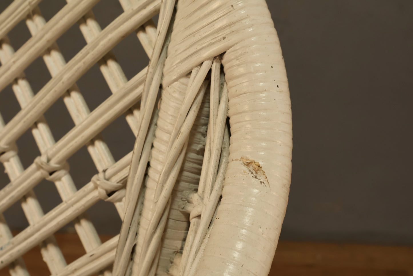 White Rattan Lattice Lounge Chair - ONLINE ONLY